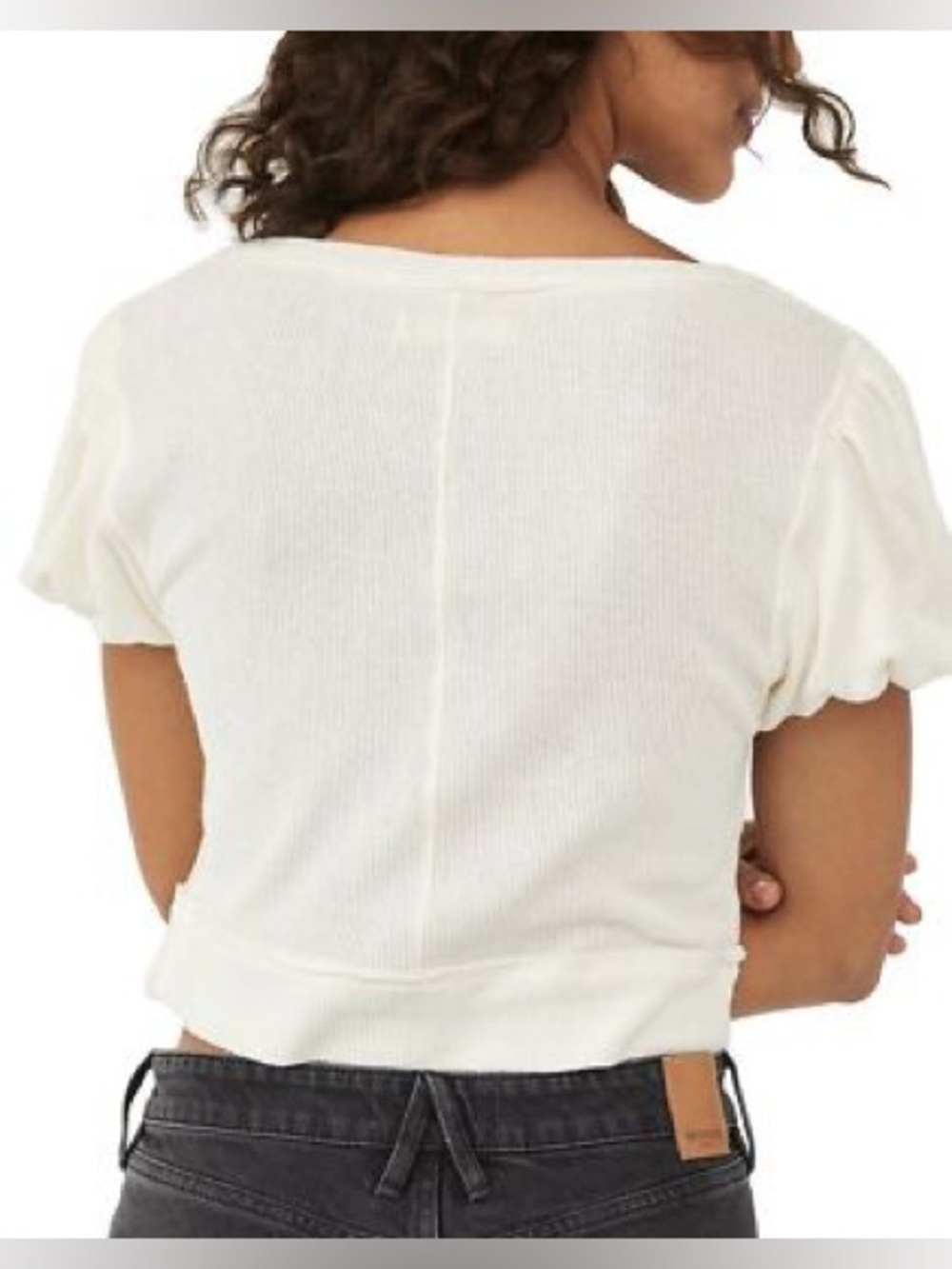Free People We The Free Molly Tee Shirt in Jasmine White Short Sleeve Scoop Neck - Picture 2 of 10